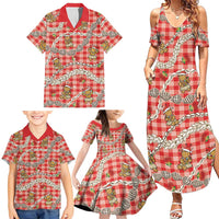 Red Palaka Hawaii Mele Kalikimaka Family Matching Summer Maxi Dress and Hawaiian Shirt Ohia Lehua Shell Leis Funny Gingerbread Santa LT14 - Polynesian Pride