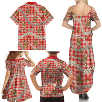 Red Palaka Hawaii Mele Kalikimaka Family Matching Summer Maxi Dress and Hawaiian Shirt Ohia Lehua Shell Leis Funny Gingerbread Santa LT14 - Polynesian Pride