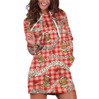 Red Palaka Hawaii Mele Kalikimaka Hoodie Dress Ohia Lehua Shell Leis Funny Gingerbread Santa LT14 Red - Polynesian Pride