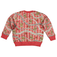 Red Palaka Hawaii Mele Kalikimaka Kid Ugly Christmas Sweater Ohia Lehua Shell Leis Funny Gingerbread Santa LT14 - Polynesian Pride