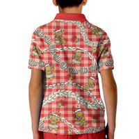 Red Palaka Hawaii Mele Kalikimaka Kid Polo Shirt Ohia Lehua Shell Leis Funny Gingerbread Santa LT14 - Polynesian Pride