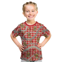 Red Palaka Hawaii Mele Kalikimaka Kid T Shirt Ohia Lehua Shell Leis Funny Gingerbread Santa LT14 Red - Polynesian Pride