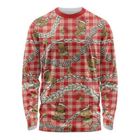 Red Palaka Hawaii Mele Kalikimaka Long Sleeve Shirt Ohia Lehua Shell Leis Funny Gingerbread Santa LT14 Unisex Red - Polynesian Pride