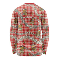 Red Palaka Hawaii Mele Kalikimaka Long Sleeve Shirt Ohia Lehua Shell Leis Funny Gingerbread Santa LT14 - Polynesian Pride