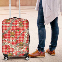Red Palaka Hawaii Mele Kalikimaka Luggage Cover Ohia Lehua Shell Leis Funny Gingerbread Santa LT14 Red - Polynesian Pride