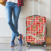 Red Palaka Hawaii Mele Kalikimaka Luggage Cover Ohia Lehua Shell Leis Funny Gingerbread Santa LT14 - Polynesian Pride