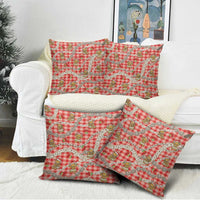 Red Palaka Hawaii Mele Kalikimaka Pillow Cover Ohia Lehua Shell Leis Funny Gingerbread Santa - Polynesian Pride