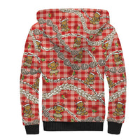 Red Palaka Hawaii Mele Kalikimaka Sherpa Hoodie Ohia Lehua Shell Leis Funny Gingerbread Santa LT14 - Polynesian Pride
