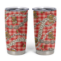 Red Palaka Hawaii Mele Kalikimaka Tumbler Cup Ohia Lehua Shell Leis Funny Gingerbread Santa LT14 Red - Polynesian Pride