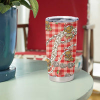 Red Palaka Hawaii Mele Kalikimaka Tumbler Cup Ohia Lehua Shell Leis Funny Gingerbread Santa LT14 - Polynesian Pride