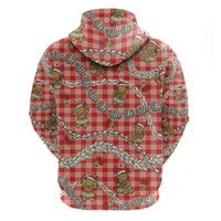 Red Palaka Hawaii Mele Kalikimaka Zip Hoodie Ohia Lehua Shell Leis Funny Gingerbread Santa LT14 - Polynesian Pride