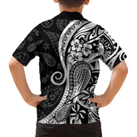 Black Polynesia Paisley Family Matching Summer Maxi Dress and Hawaiian Shirt Polynesian With Tropical Flowers LT14 - Polynesian Pride