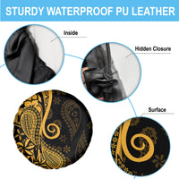 Gold Polynesia Paisley Spare Tire Cover Polynesian With Tropical Flowers LT14 - Polynesian Pride