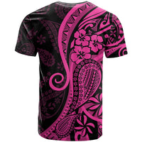 Pink Polynesia Paisley T Shirt Polynesian With Tropical Flowers LT14 - Polynesian Pride