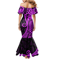 Polynesia Paisley Family Matching Mermaid Dress and Hawaiian Shirt Polynesian With Tropical Flowers - Purple LT14 - Polynesian Pride