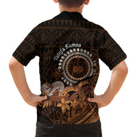 Talofa Samoa Kid Hawaiian Shirt Samoan Kava Bowl Siapo Pattern - Brown LT14 - Polynesian Pride