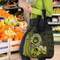 Lime Green Talofa Samoa Grocery Bag Samoan Kava Bowl Siapo Pattern