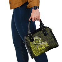 Lime Green Talofa Samoa Shoulder Handbag Samoan Kava Bowl Siapo Pattern LT14 - Polynesian Pride