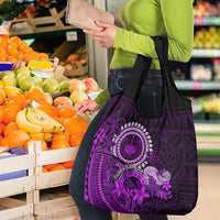 Purple Talofa Samoa Grocery Bag Samoan Kava Bowl Siapo Pattern