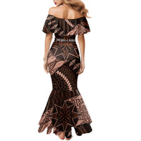 Malo e lelei Tonga Family Matching Mermaid Dress and Hawaiian Shirt Tongan Ngatu Pattern Vintage Vibes LT14 - Polynesian Pride