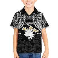 Ekamowir Omo Nauru Family Matching Off The Shoulder Long Sleeve Dress and Hawaiian Shirt Naoero Twelve-pointed Star Polynesian Tattoo LT14 Son's Shirt Black - Polynesian Pride