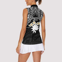 Ekamowir Omo Nauru Women Sleeveless Polo Shirt Naoero Twelve-pointed Star Polynesian Tattoo LT14 - Polynesian Pride