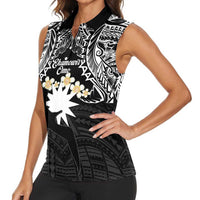 Ekamowir Omo Nauru Women Sleeveless Polo Shirt Naoero Twelve-pointed Star Polynesian Tattoo LT14 - Polynesian Pride