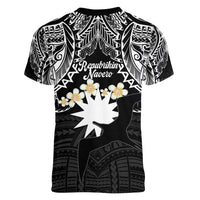 Ekamowir Omo Nauru Women V-Neck T-Shirt Naoero Twelve-pointed Star Polynesian Tattoo LT14 - Polynesian Pride
