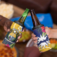 Nauru Independence Day 4 in 1 Can Cooler Tumbler Coat Of Arms With Tropical Flowers LT14 - Polynesian Pride