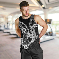Black Aloha Hawaii Men Tank Top Polynesian Shark Tattoo With Plumeria - Polynesian Pride