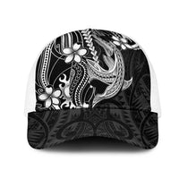 Black Aloha Hawaii Mesh Trucker Cap Polynesian Shark Tattoo With Plumeria - Polynesian Pride