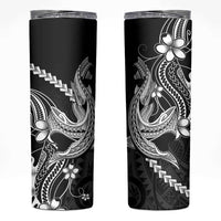 Black Aloha Hawaii Skinny Tumbler Polynesian Shark Tattoo With Plumeria LT14 Black - Polynesian Pride