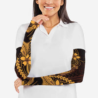 Gold Black Aloha Hawaii Arm Sleeves Polynesian Shark Tattoo With Plumeria - Polynesian Pride