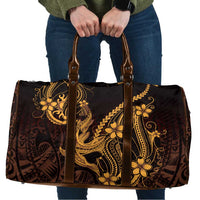 Gold Black Aloha Hawaii Travel Bag Polynesian Shark Tattoo With Plumeria LT14 Gold - Polynesian Pride