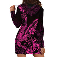 Pink Black Aloha Hawaii Hoodie Dress Polynesian Shark Tattoo With Plumeria LT14 - Polynesian Pride