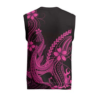 Pink Black Aloha Hawaii Christmas Knitted V-Neck Vest Polynesian Shark Tattoo With Plumeria LT14 - Polynesian Pride