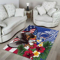 United States and Northern Mariana Islands Area Rug USA Flag Eagle CNMI Latte Stone Tropical Flowers LT14 - Polynesian Pride