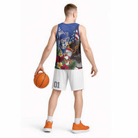 United States and Northern Mariana Islands Basketball Jersey USA Flag Eagle CNMI Latte Stone Tropical Flowers LT14 - Polynesian Pride