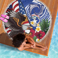 United States and Northern Mariana Islands Beach Blanket USA Flag Eagle CNMI Latte Stone Tropical Flowers LT14 - Polynesian Pride