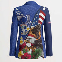 United States and Northern Mariana Islands Blazer USA Flag Eagle CNMI Latte Stone Tropical Flowers LT14 - Polynesian Pride