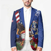 United States and Northern Mariana Islands Blazer USA Flag Eagle CNMI Latte Stone Tropical Flowers LT14 - Polynesian Pride