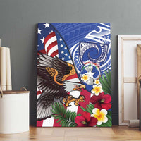 United States and Northern Mariana Islands Canvas Wall Art USA Flag Eagle CNMI Latte Stone Tropical Flowers LT14 - Polynesian Pride