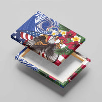 United States and Northern Mariana Islands Canvas Wall Art USA Flag Eagle CNMI Latte Stone Tropical Flowers LT14 - Polynesian Pride