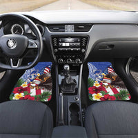 United States and Northern Mariana Islands Car Mats USA Flag Eagle CNMI Latte Stone Tropical Flowers LT14 Set 2pcs - Front Blue - Polynesian Pride
