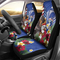 United States and Northern Mariana Islands Car Seat Cover USA Flag Eagle CNMI Latte Stone Tropical Flowers LT14 - Polynesian Pride