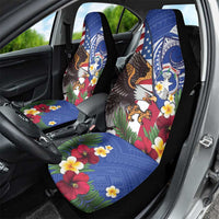 United States and Northern Mariana Islands Car Seat Cover USA Flag Eagle CNMI Latte Stone Tropical Flowers LT14 - Polynesian Pride