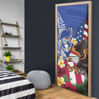 United States and Northern Mariana Islands Door Cover USA Flag Eagle CNMI Latte Stone Tropical Flowers LT14 - Polynesian Pride