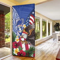 United States and Northern Mariana Islands Door Cover USA Flag Eagle CNMI Latte Stone Tropical Flowers LT14 - Polynesian Pride