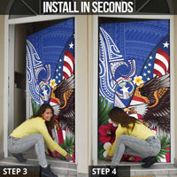 United States and Northern Mariana Islands Door Cover USA Flag Eagle CNMI Latte Stone Tropical Flowers LT14 - Polynesian Pride