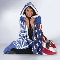 United States and Northern Mariana Islands Hooded Blanket USA Flag Eagle CNMI Latte Stone Tropical Flowers LT14 - Polynesian Pride
